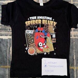 Black Bella and canvas 3T spider Bluey T-shirt